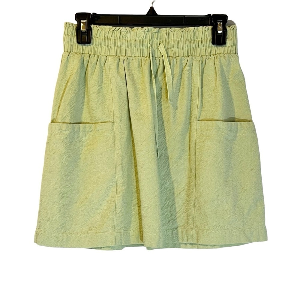 Urban Outfitters Lime Green Paper Bag A-Line Mini Skirt Smocked Waist Boho